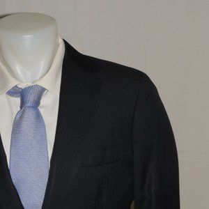 Michael Hopkins Super 140 Cashmere Blend Blue Herringbone Two Button Suit 38S